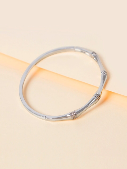 

Mikoto by FableStreet Women Silver-Plated Brass Cubic Zirconia Bangle-Style Bracelet