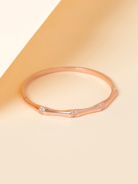 

Mikoto by FableStreet Women Rose Gold-Plated Brass Cubic Zirconia Bangle-Style Bracelet