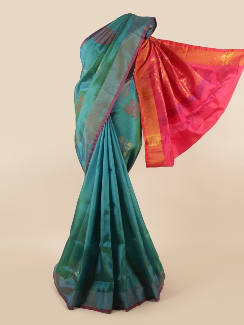 

Pothys Blue & Fuchsia Woven Design Pure Silk Saree