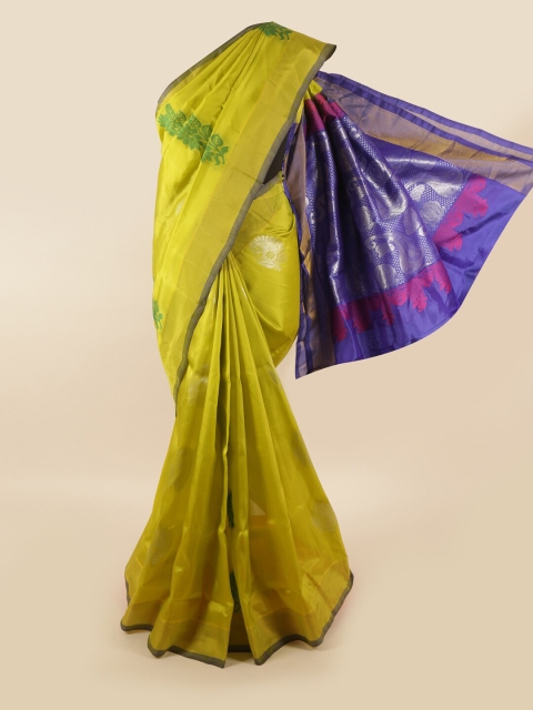 

Pothys Green & Violet Floral Pure Silk Saree