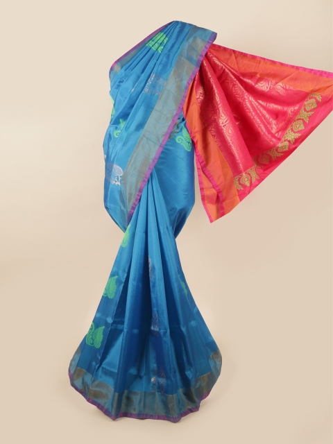 

Pothys Blue & Pink Woven Design Zari Pure Silk Saree