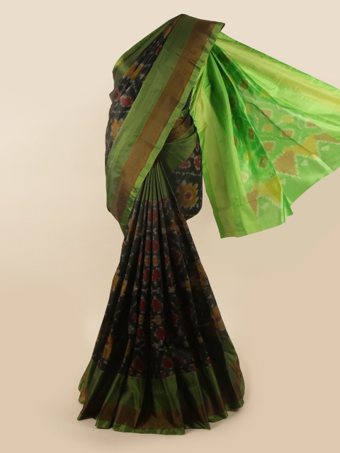 

Pothys Black & Green Ethnic Motifs Pure Silk Saree
