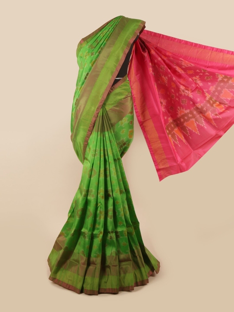 

Pothys Green & Pink Printed Zari Pure Silk Saree