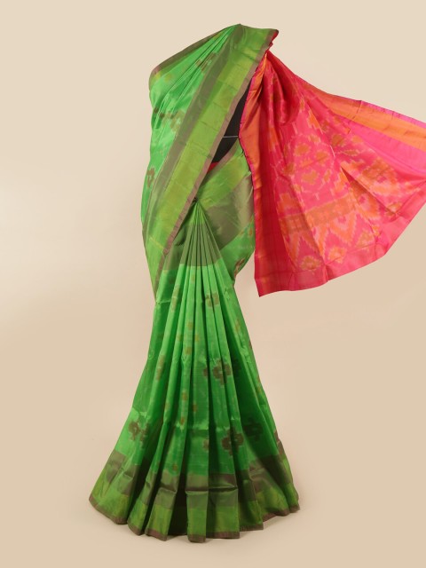 

Pothys Green & Red Printed Zari Pure Silk Saree