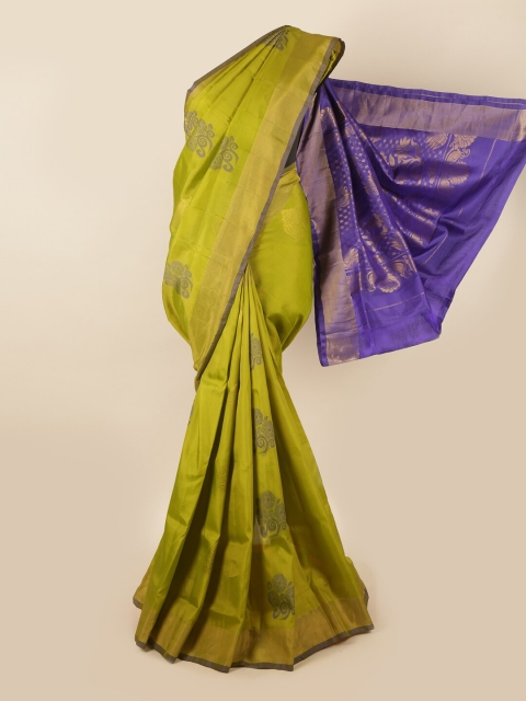 

Pothys Green & Blue Ethnic Motifs Zari Pure Silk Saree