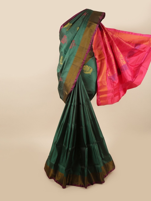 

Pothys Green & Pink Floral Zari Pure Silk Saree