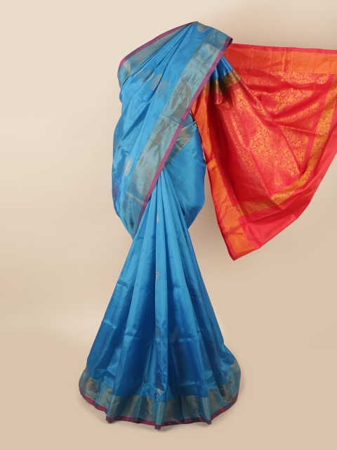 

Pothys Blue & Pink Floral Zari Pure Silk Saree