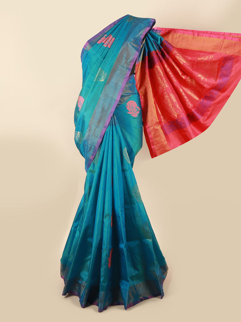 

Pothys Blue & Pink Floral Zari Pure Silk Saree