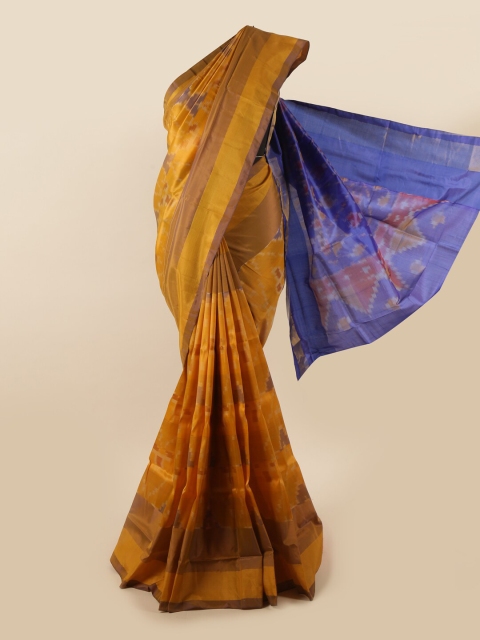 

Pothys Mustard & Tan Zari Pure Silk Saree