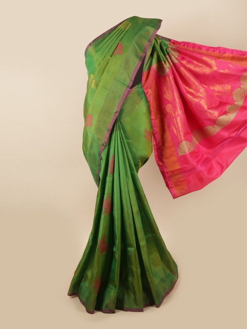 

Pothys Green & Pink Floral Zari Pure Silk Saree