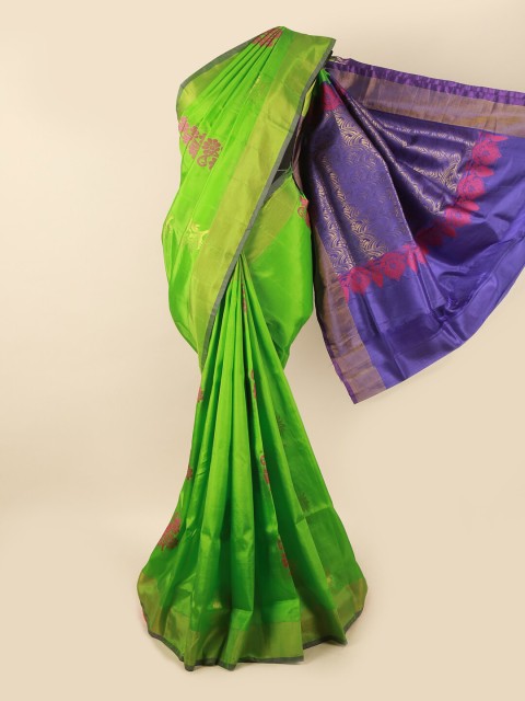

Pothys Green & Violet Woven Design Zari Pure Silk Saree