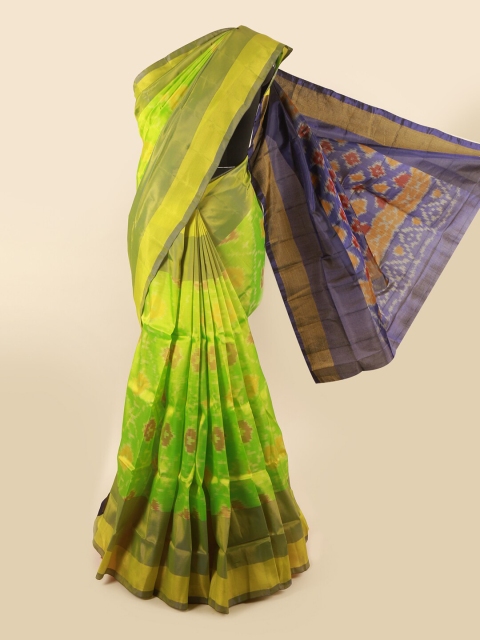 

Pothys Green & Blue Zari Pure Silk Saree