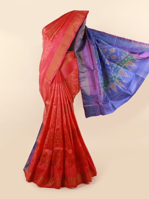 

Pothys Coral & Violet Printed Zari Pure Silk Saree