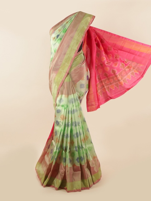 

Pothys Green & Pink Printed Zari Pure Silk Saree