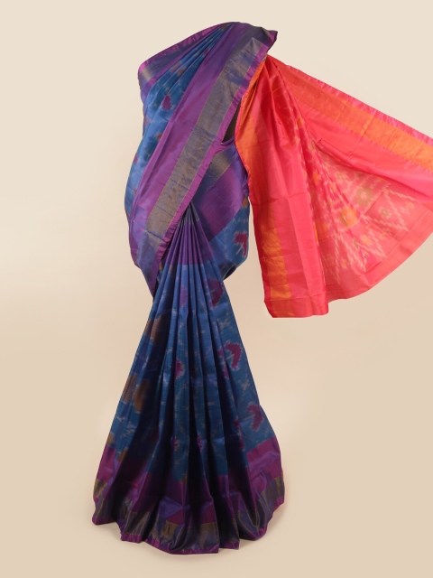 

Pothys Blue & Fuchsia Ethnic Motifs Zari Pure Silk Saree