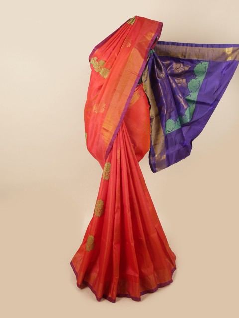 

Pothys Orange & Green Woven Design Zari Pure Silk Saree
