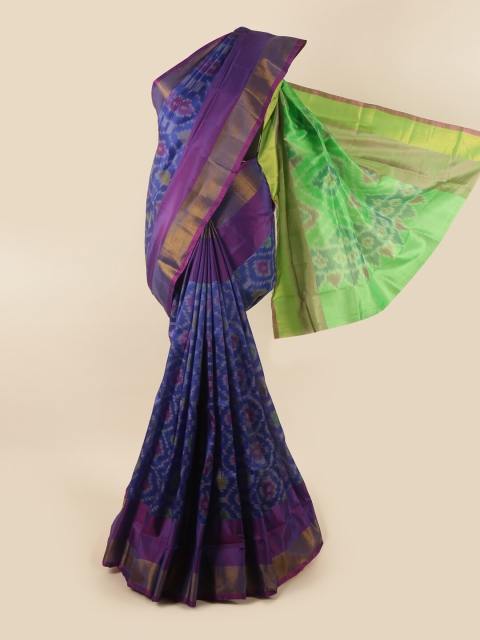 

Pothys Blue & Green Ethnic Motifs Zari Pure Silk Saree