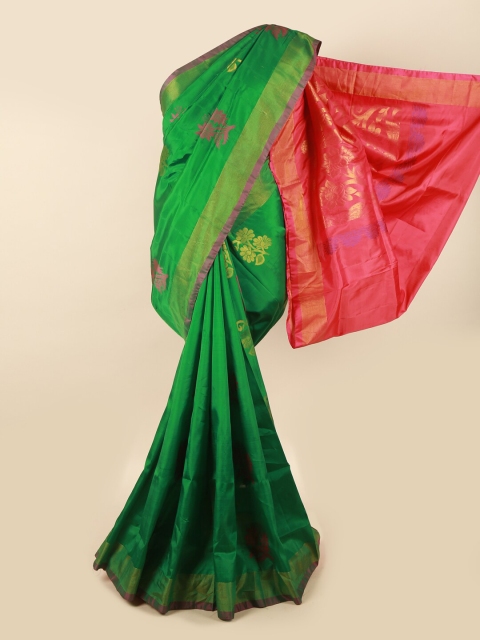 

Pothys Green & Pink Floral Zari Pure Silk Saree