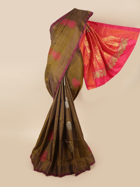 

Pothys Brown & Magenta Ethnic Motifs Zari Pure Silk Saree