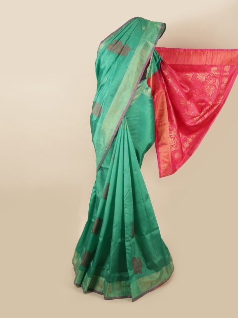 

Pothys Green & Pink Woven Design Zari Pure Silk Saree