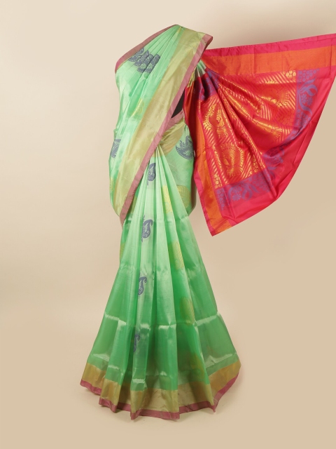 

Pothys Green & Pink Floral Zari Pure Silk Saree