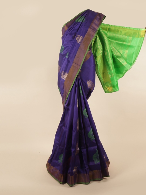 

Pothys Blue & Green Ethnic Motifs Zari Pure Silk Saree