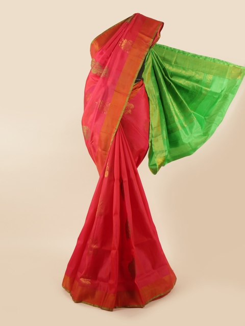 

Pothys Pink & Green Woven Design Zari Pure Silk Saree