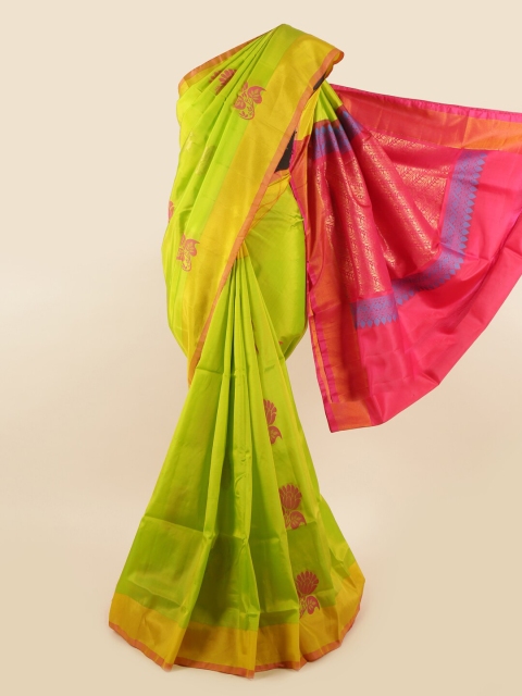 

Pothys Green & Pink Floral Zari Pure Silk Saree