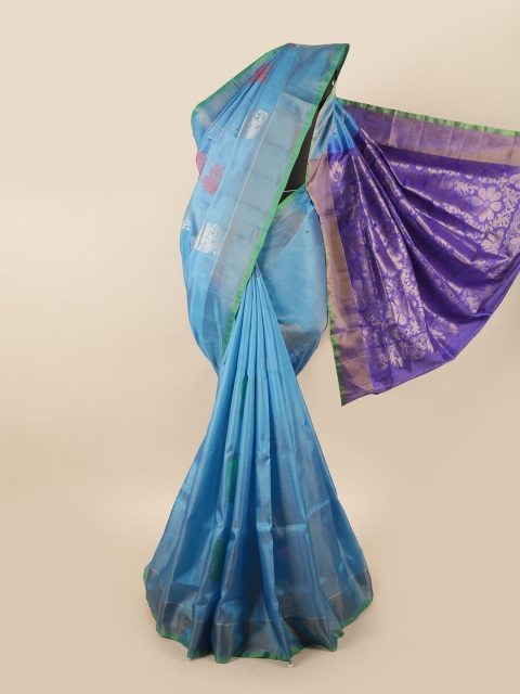 

Pothys Blue & Red Ethnic Motifs Zari Pure Silk Saree