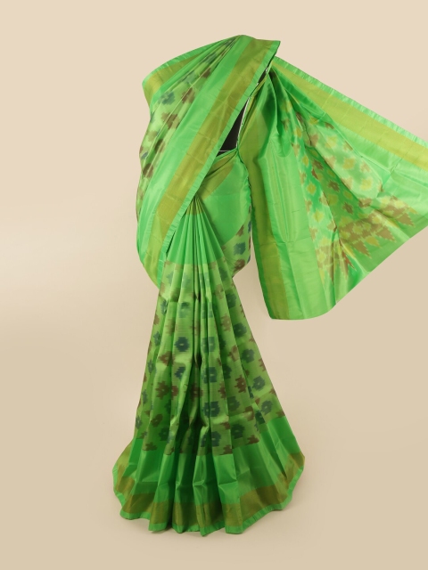 

Pothys Green & Gold-Toned Zari Pure Silk Heavy Work Saree