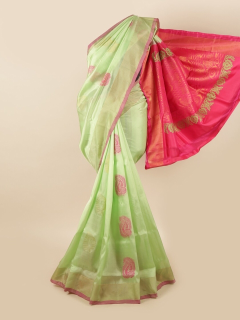 

Pothys Green & Pink Woven Design Zari Pure Silk Saree
