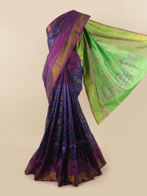

Pothys Blue & Green Batik Zari Pure Silk Saree