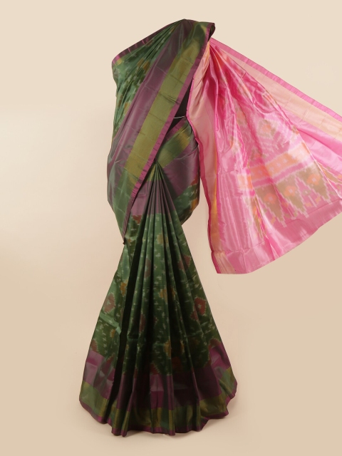 

Pothys Green & Pink Zari Printed Pure Silk Saree