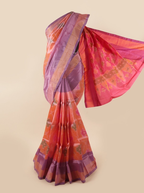 

Pothys Pink & Purple Zari Pure Silk Ikat Saree