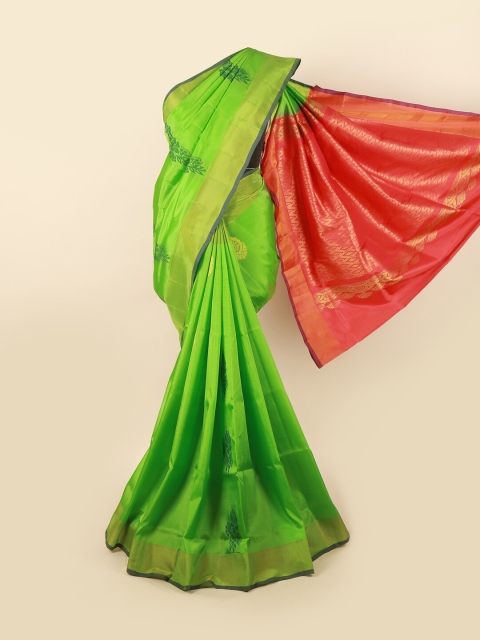 

Pothys Green & Pink Floral Zari Pure Silk Saree