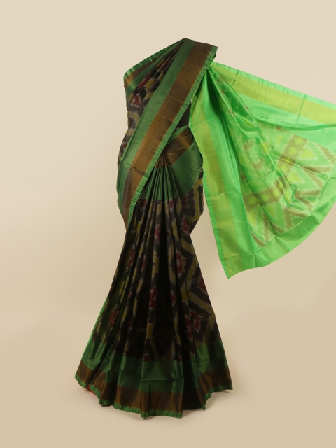 

Pothys Black & Green Printed Zari Pure Silk Saree