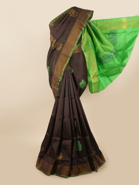 

Pothys Brown & Green Woven Design Zari Pure Silk Saree