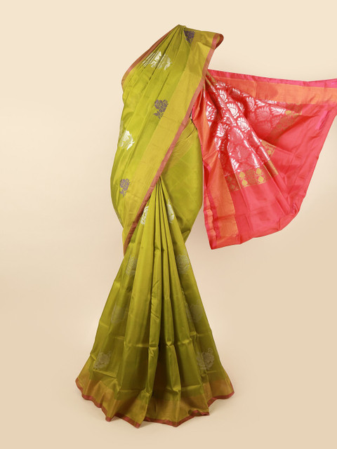 

Pothys Green & Pink Floral Zari Pure Silk Saree