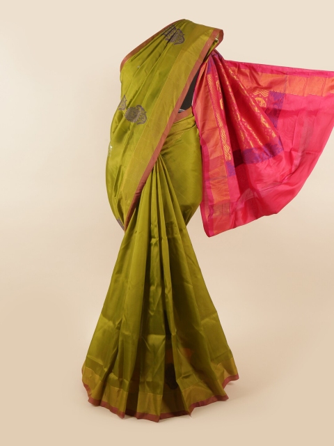 

Pothys Green & Pink Ethnic Motifs Zari Pure Silk Saree