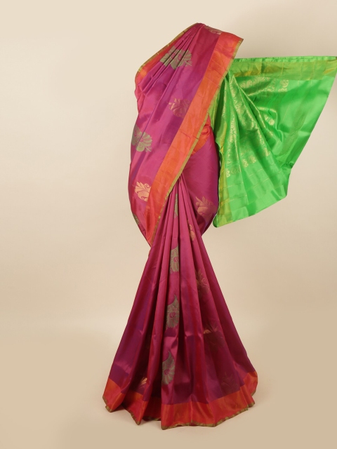 

Pothys Magenta & Green Floral Zari Pure Silk Saree