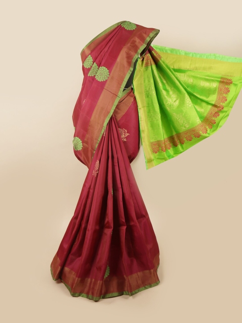 

Pothys Maroon & Green Woven Design Zari Pure Silk Saree
