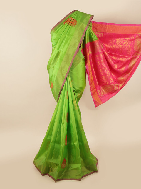 

Pothys Green & Pink Floral Zari Pure Silk Saree