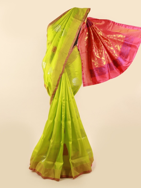 

Pothys Green & Pink Floral Zari Pure Silk Saree