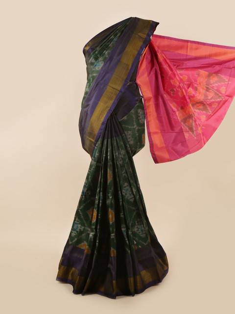 

Pothys Green & Pink Printed Zari Pure Silk Saree