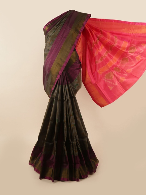 

Pothys Grey & Pink Zari Pure Silk Ikat Saree