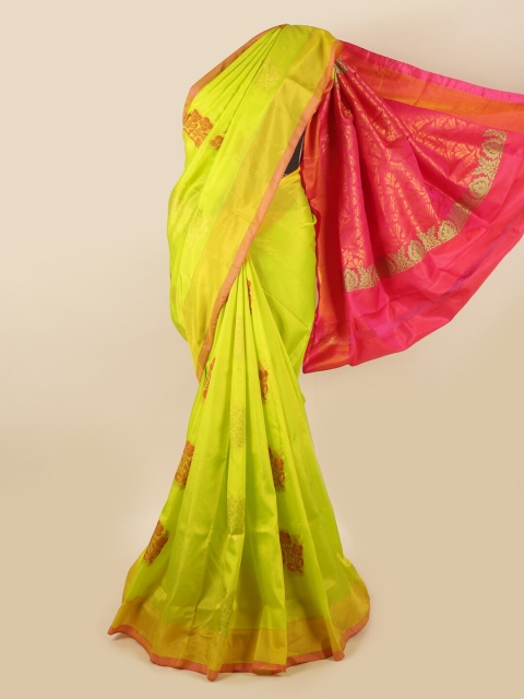 

Pothys Green & Pink Floral Zari Pure Silk Saree