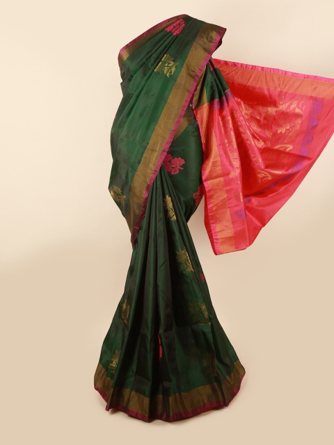 

Pothys Green & Pink Ethnic Motifs Zari Pure Silk Saree