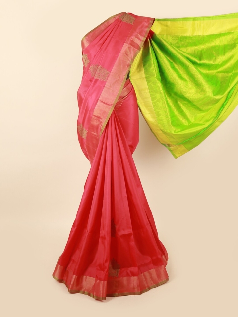 

Pothys Pink & Green Woven Design Zari Pure Silk Saree