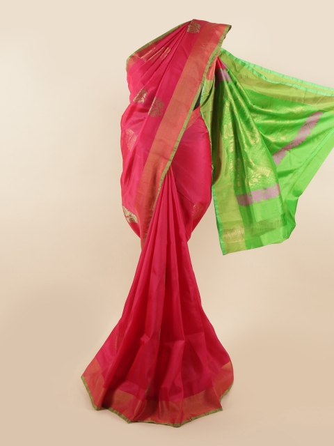 

Pothys Pink & Green Ethnic Motifs Zari Pure Silk Saree