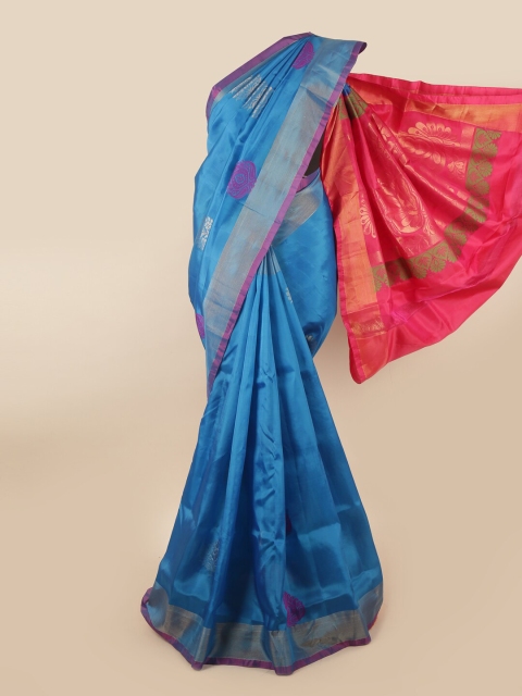 

Pothys Blue & Pink Woven Design Zari Pure Silk Saree